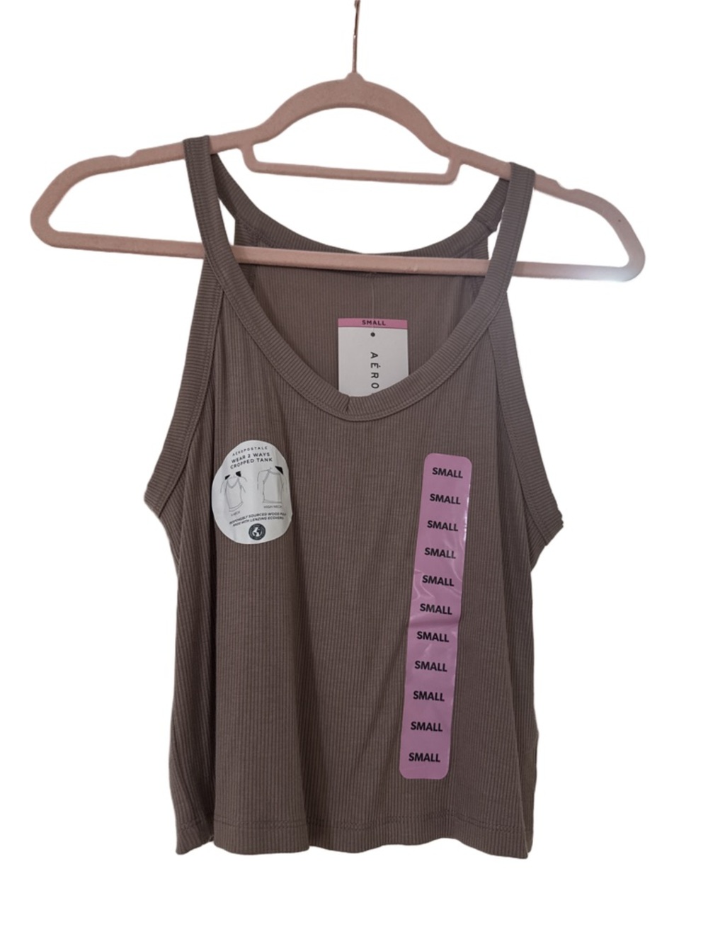 Aeropostale Ribbed Scoop Tank Top β Taupe Brown